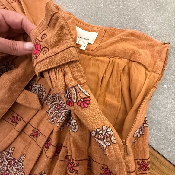Anthropologie Meghan Embroidered Faux Wrap Mini Skirt Rust Orange Size 4 - Picture 9 of 16